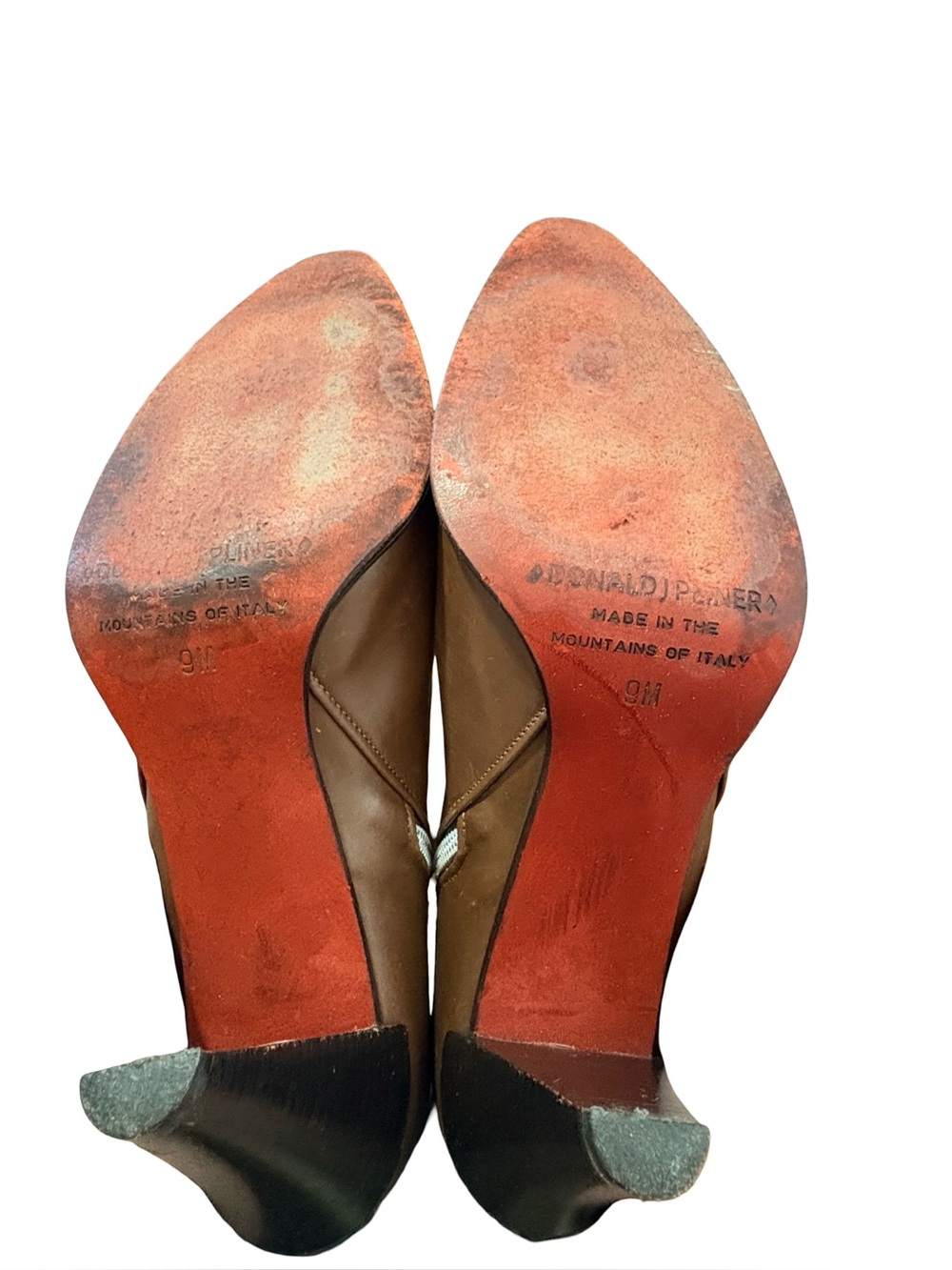 Donald J Pliner Italy Brown Leather Ankle Boots Y2K Pointed Toe 9M - Picture 6 of 7